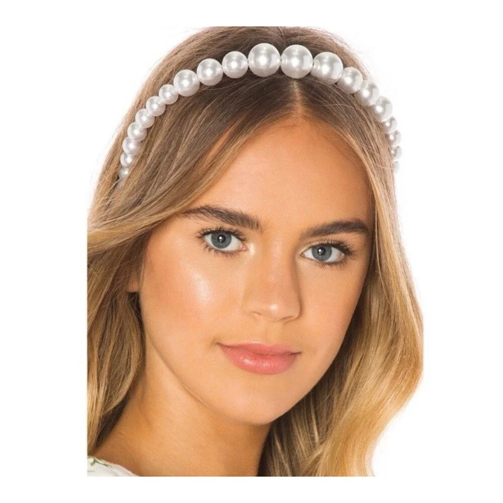 Bridal Hair Accessories Lot Graduated Pearl Headband & Tulle Embellished Bow